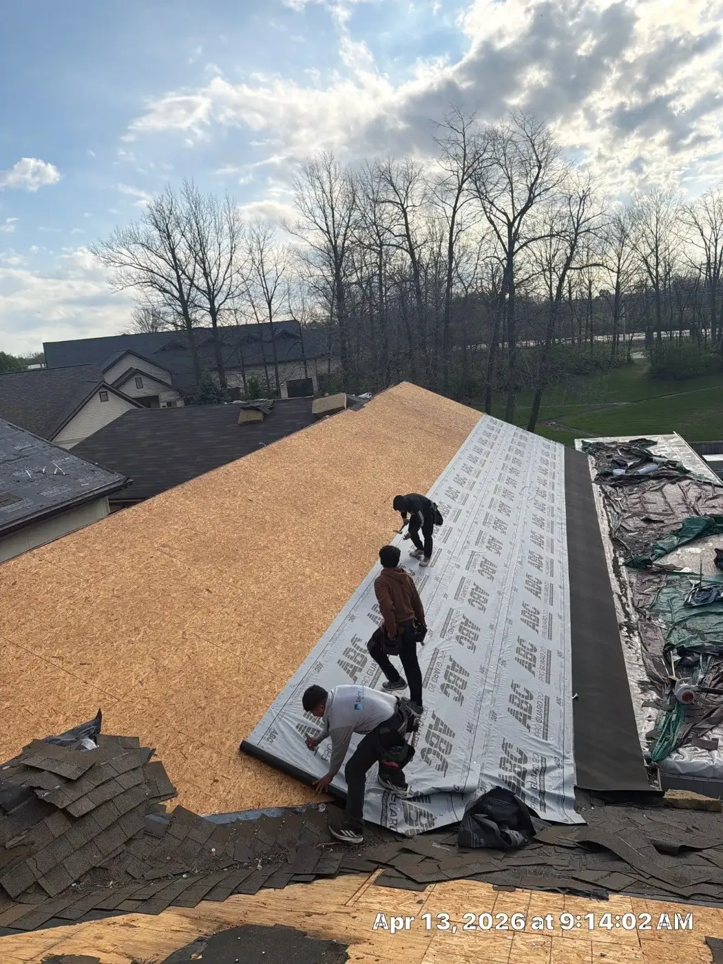Tarping and dry-in on a New Whiteland commercial roof